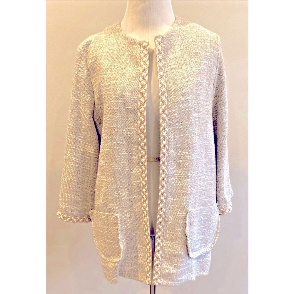 Vilagallo Camel Tweed Cotton Jacket Small